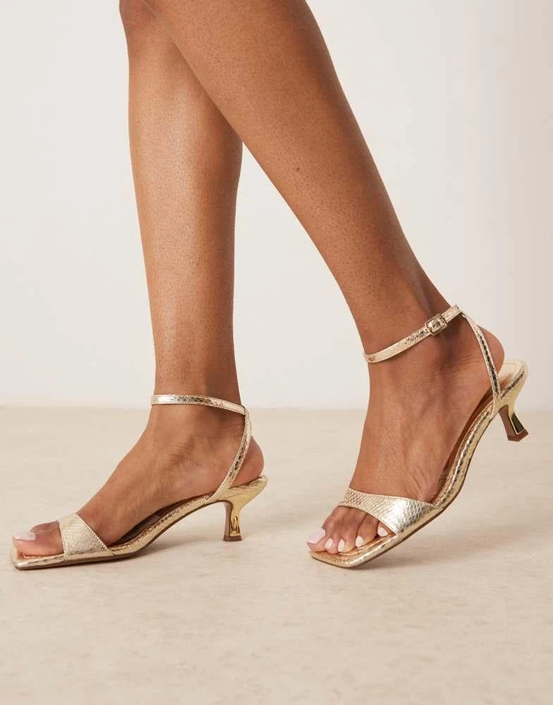 ASOS ASOS DESIGN Heart Throb barely there kitten heel sandals in gold 4