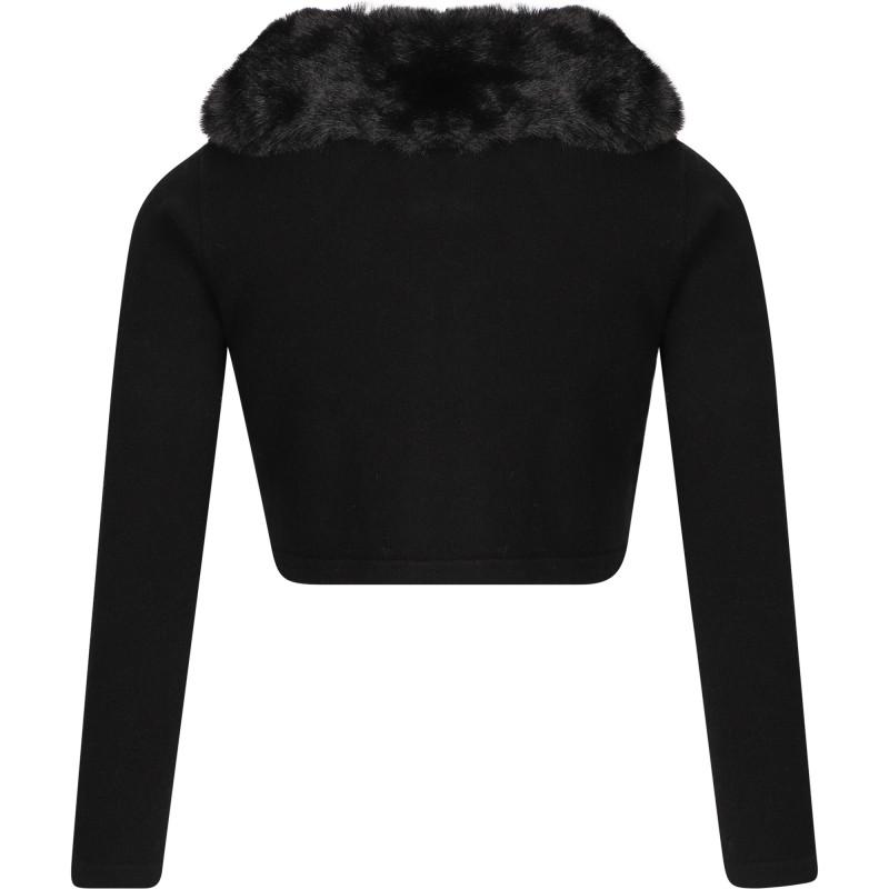 Abel & Lula Faux fur collar shrug in black