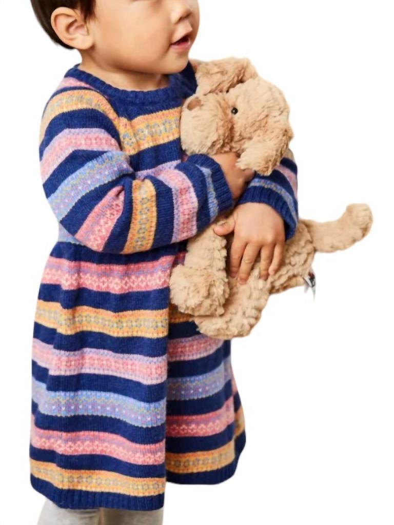 JoJo Maman Bébé Girl's Stripe Fair Isle Dress