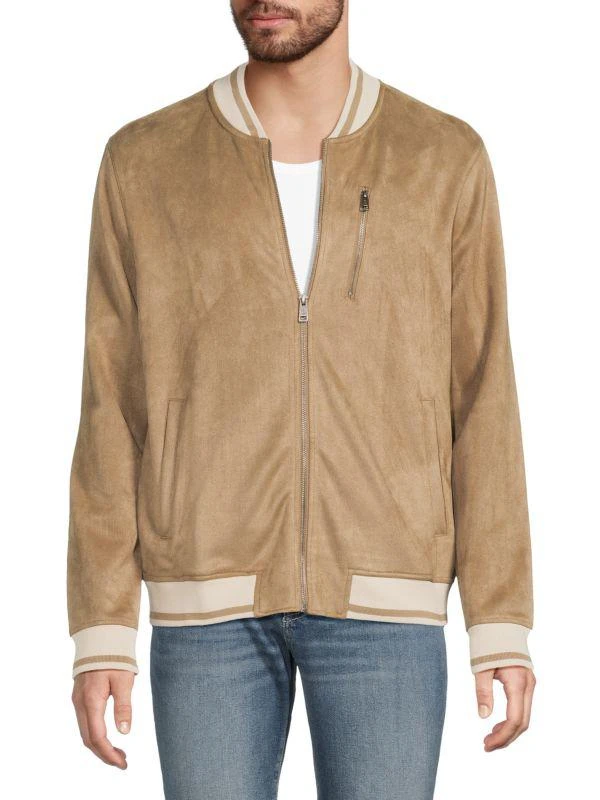Ben Sherman Baseball Collar Faux Suede Bomber Jacket 1