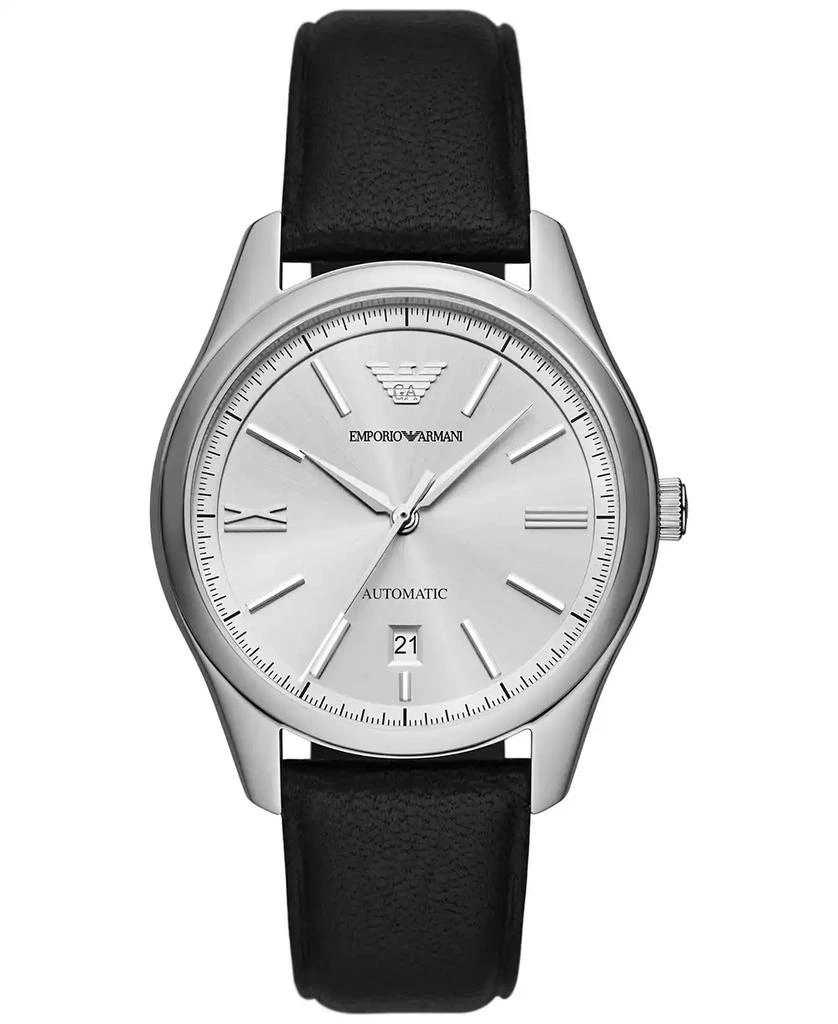 Emporio Armani Men's Automatic Black Leather Strap Watch 41mm 1