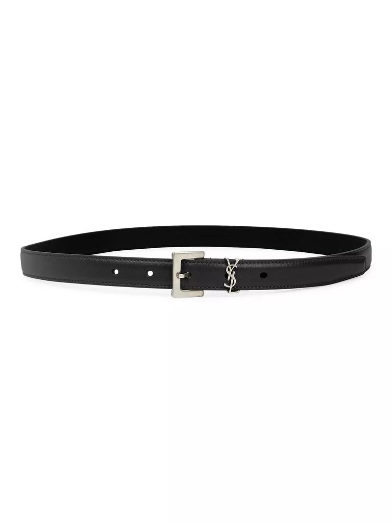 Yves Saint Laurent Cassandre Thin Belt with Square Buckle in Smooth Leather 1