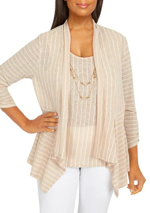 Alfred Dunner Dunner Womens Rib Stripe Two For One Top 1