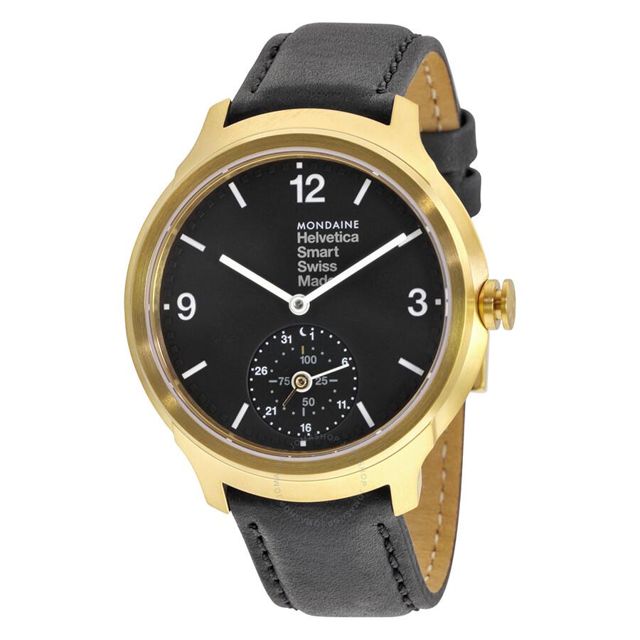 Mondaine Helvetica No 1 Bold Smart Black Dial Black Leather Men's Watch MH1B2S20LB