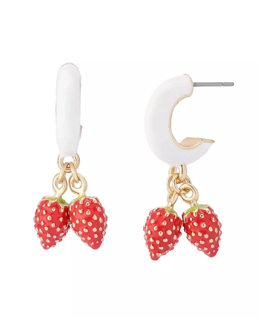 Betsey Johnson Backyard Strawberry Charm Huggies Earrings 1