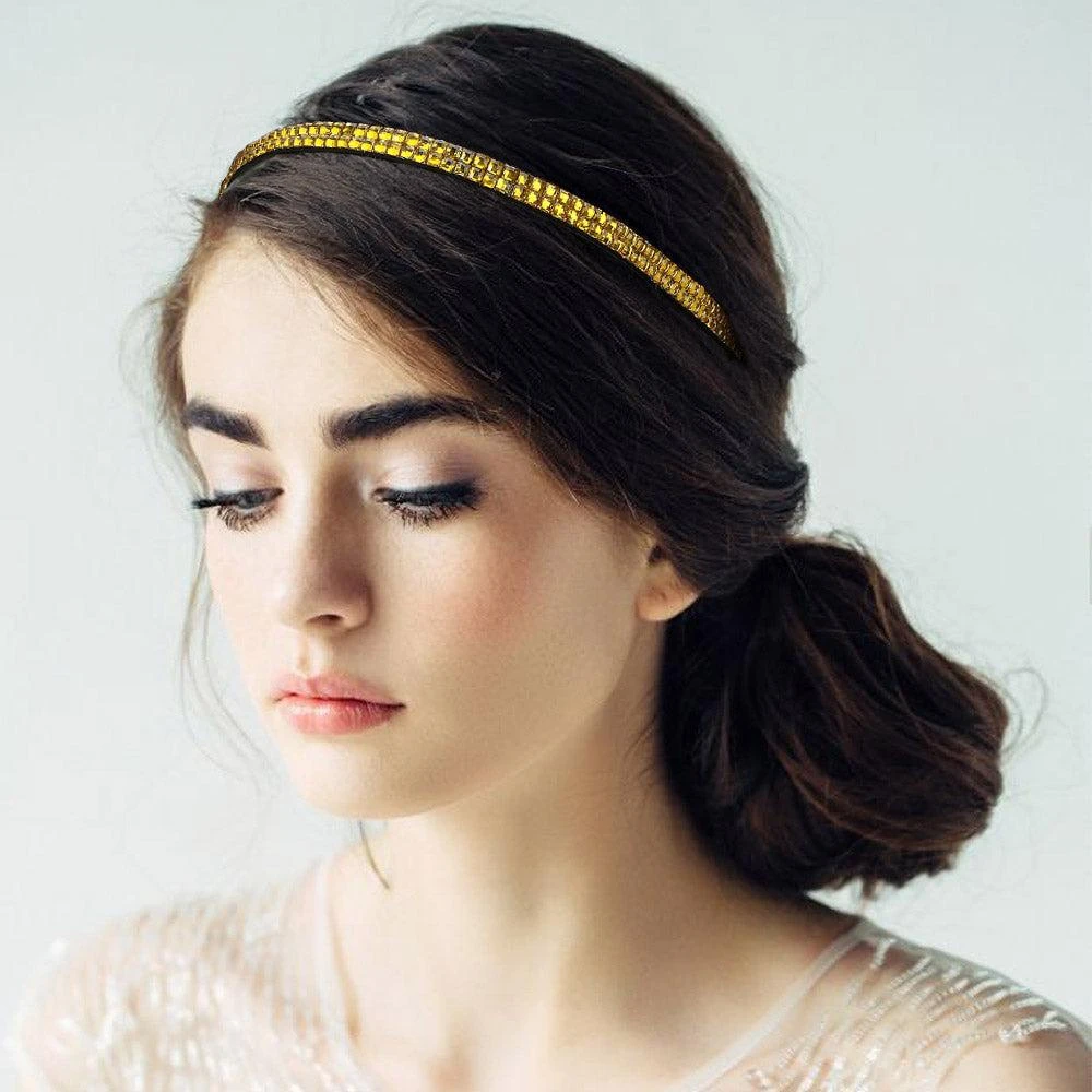FASHNZFAB 2-Row Bling Square Stone Stretch Headband 1