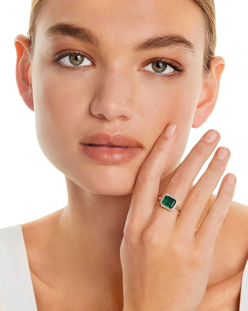 Bloomingdale's Fine Collection Emerald and Diamond Halo Ring in 14K Yellow & White Gold - Exclusive 2