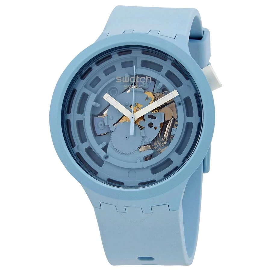Swatch C- Blue Quartz Transparent Dial Unisex Watch SB03N100 1