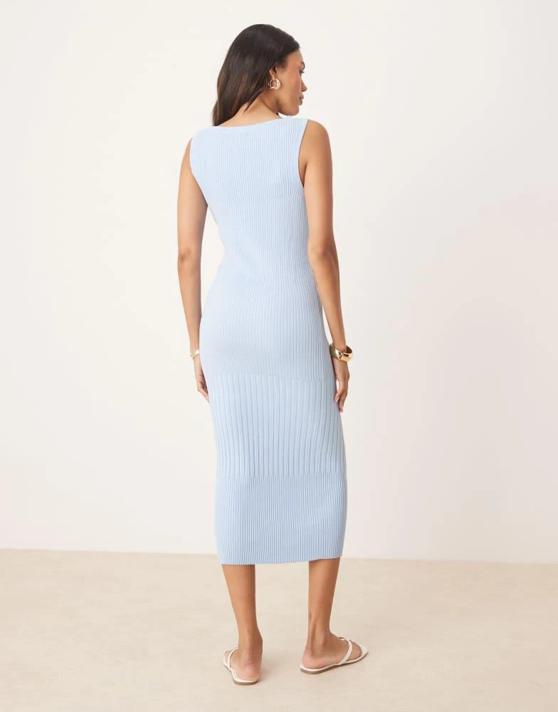 ASOS ASOS DESIGN Maternity knitted slash neck midaxi dress in wide rib in blue 2