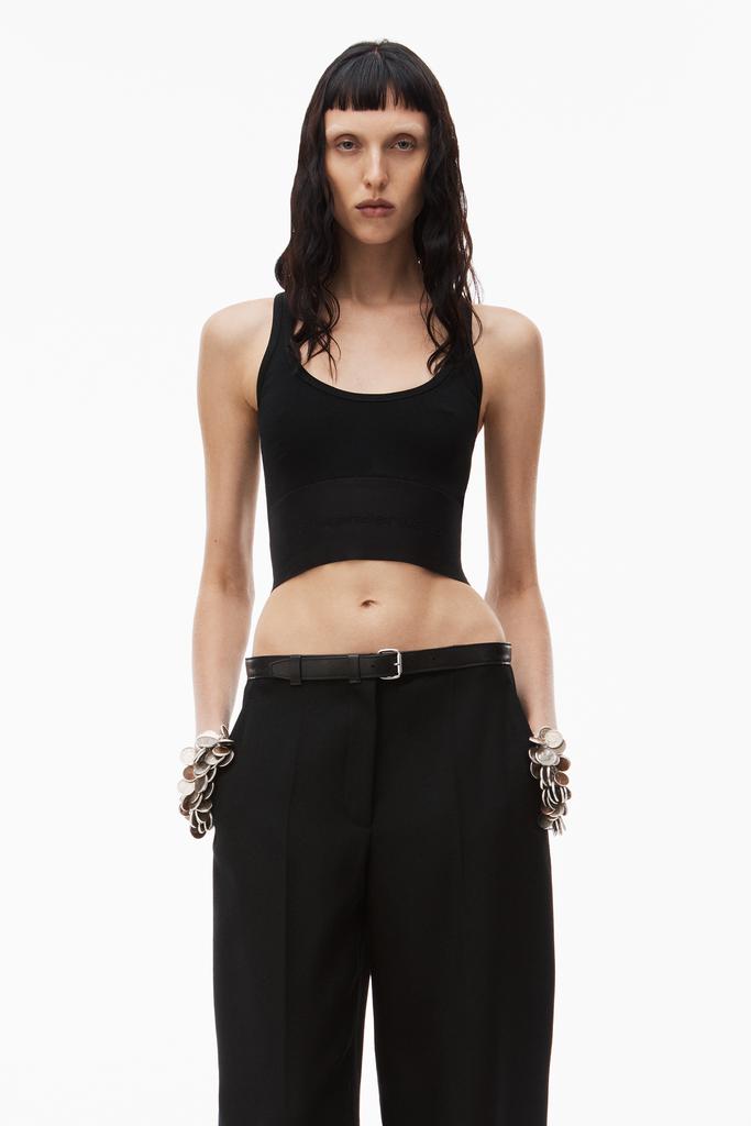 Alexander Wang LOGO ELASTIC SCOOPNECK BRA TOP