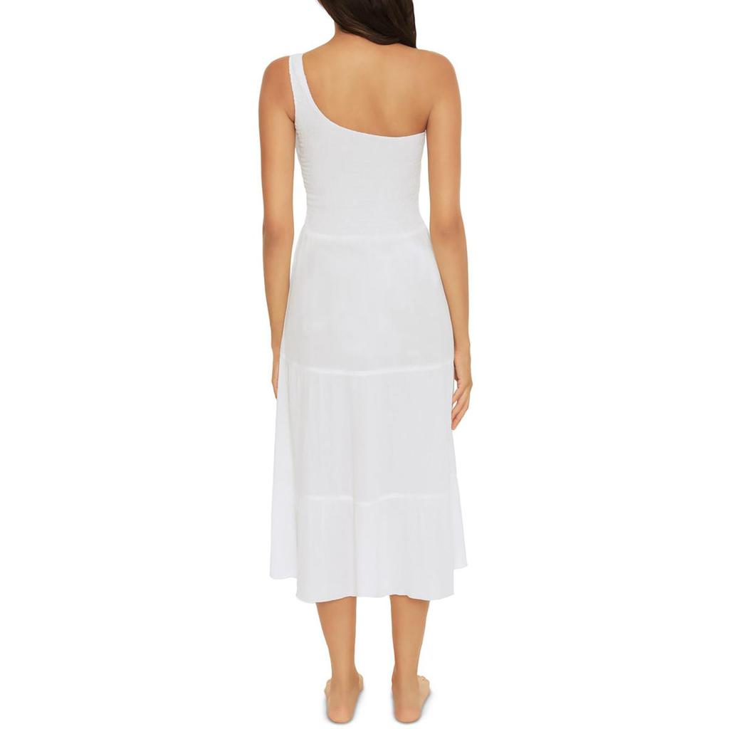 BECCA BY REBECCA VIRTUE Ponza Womens Smocked One Shoulder Cover-Up