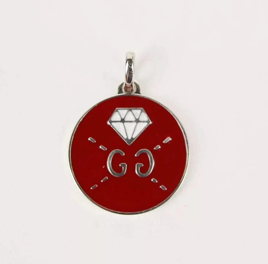 Gucci Enamel Round Pendant Charm w/Diamond Motif