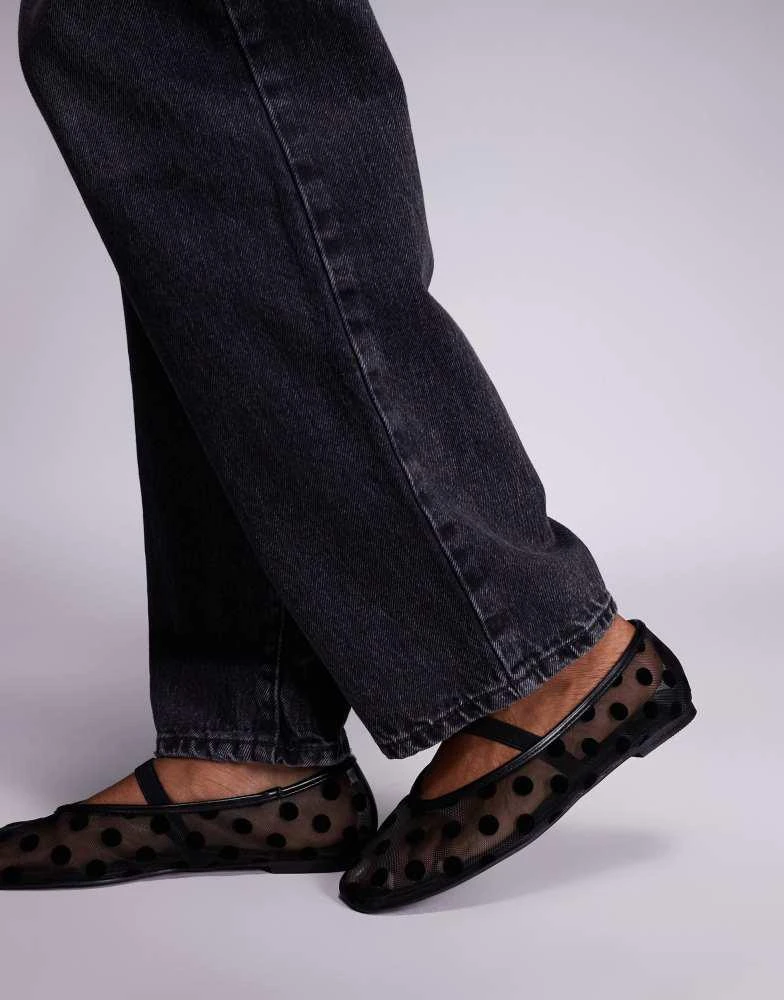 Public Desire Public Desire Lullaby polka dot ballet flats in black mesh 3