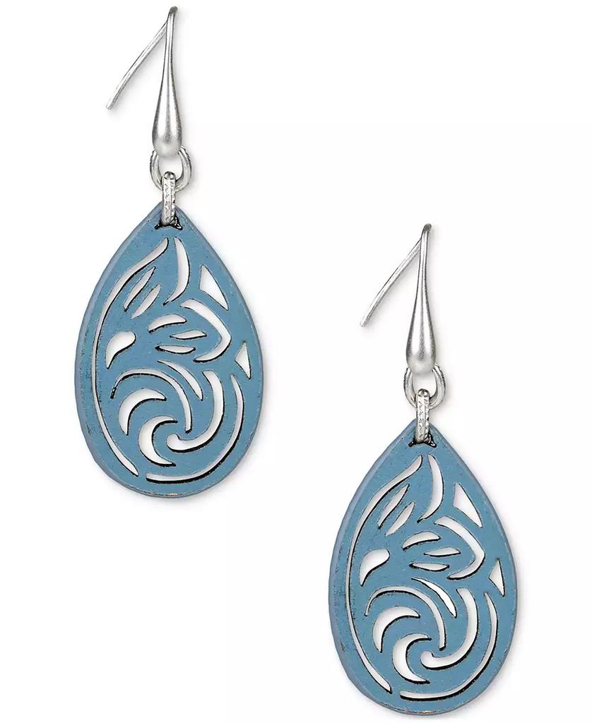 Patricia Nash Silver-Tone Leather Lace Drop Earrings