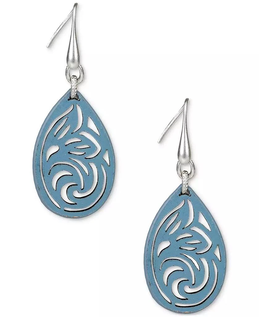 Patricia Nash Silver-Tone Leather Lace Drop Earrings 1