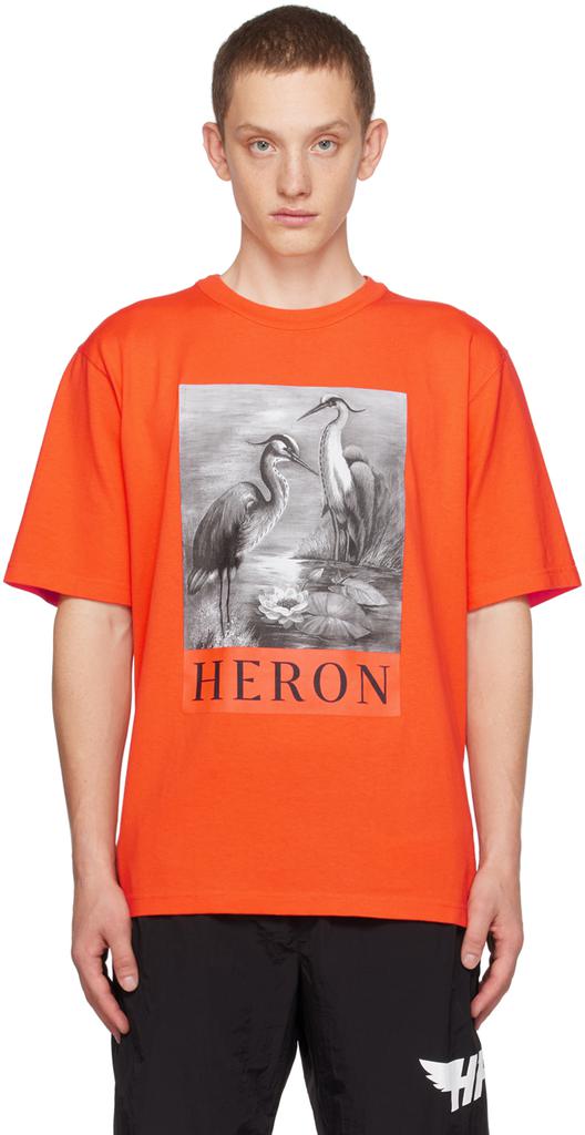 Heron Preston Orange 'Heron' T-Shirt