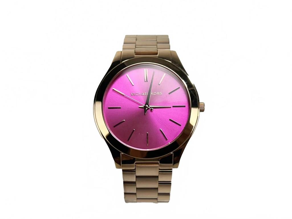 Michael Kors Women's Slim Runway Stainless Steel Watch In Pink Silver