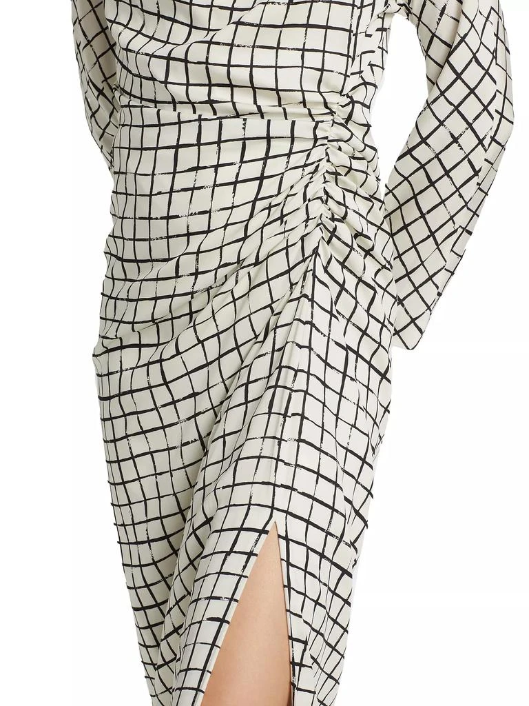 Dries Van Noten Didi Grid Silk-Blend Gathered Midi-Dress 6