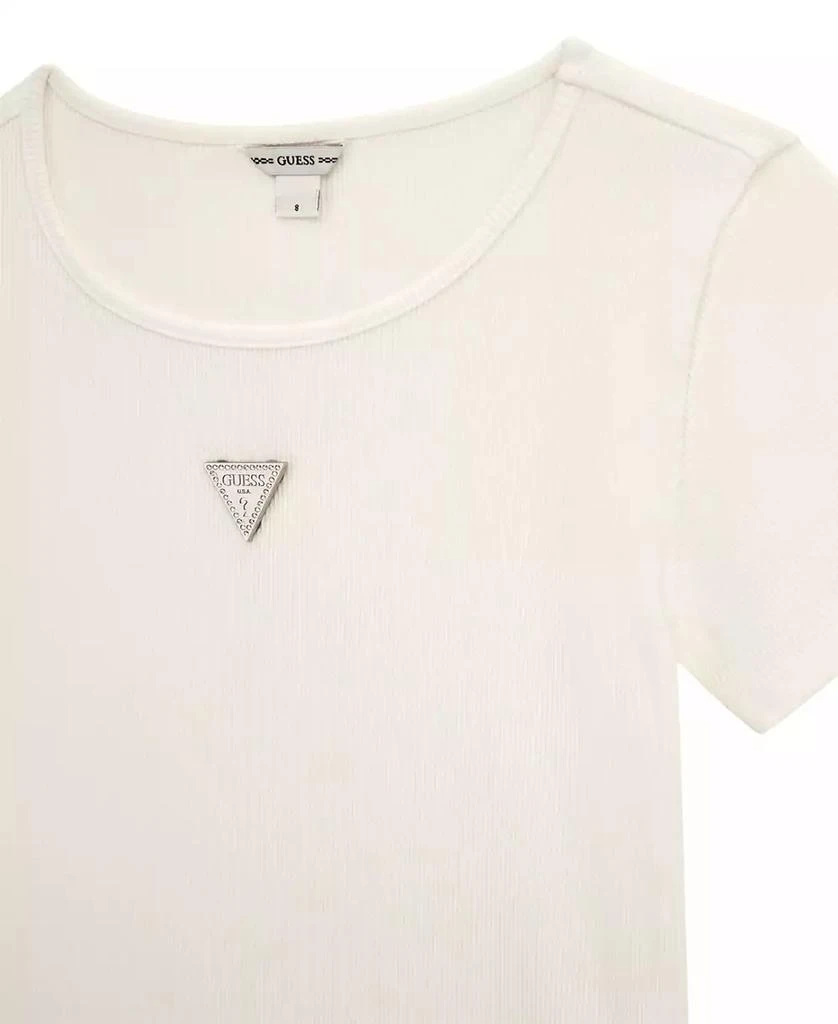 GUESS Big Girl Short Sleeve Knit Top with Metal Logo Plate 3