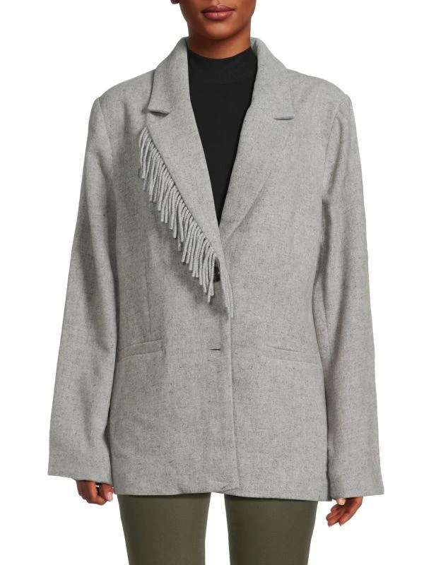 nvlt Fringe Trim Wool Blend Blazer 1