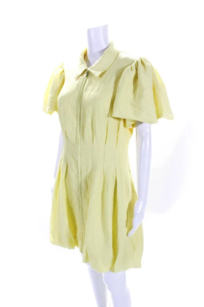 Jonathan Simkhai Jonathan Simkhai Womens Puffy Sleeves Full Zipper Dress Yellow 2