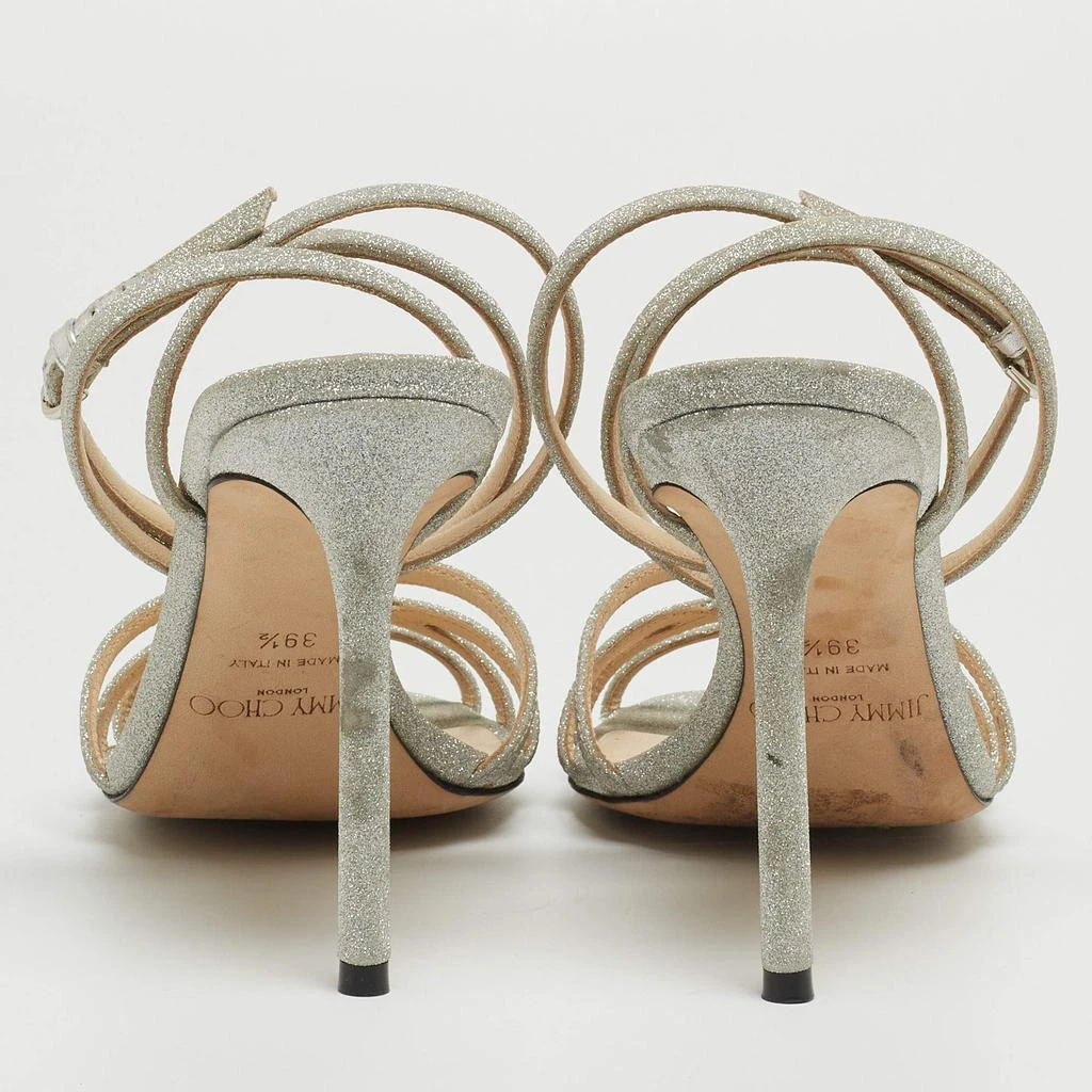 Jimmy Choo Jimmy Choo Silver Glitter Mime Ankle Wrap Sandals Size 39.5 5