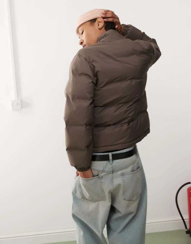 Weekday Weekday Cole puffer jacket in dark brown 4