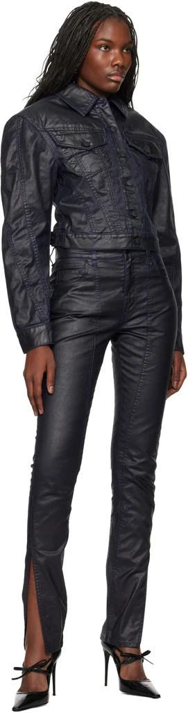 Mugler Blue Waxed Denim Jacket 4