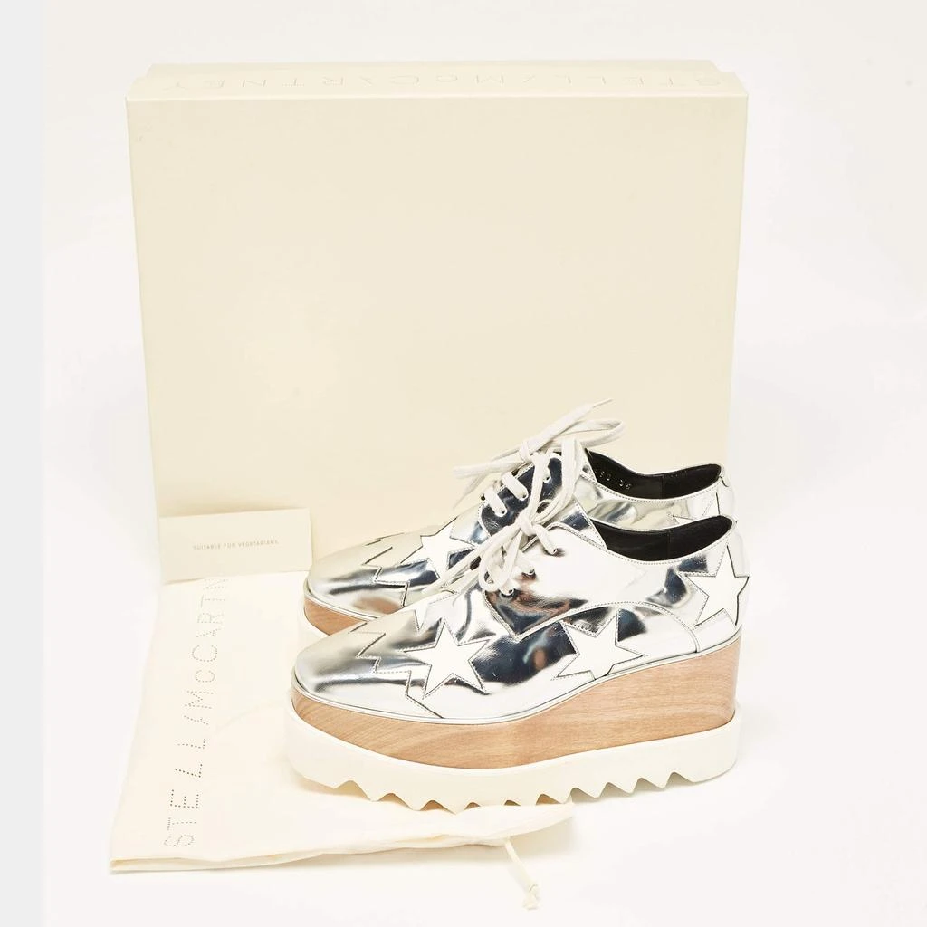 Stella McCartney Stella McCartney Silver Faux Leather Elyse Star Platform Sneakers Size 35 9