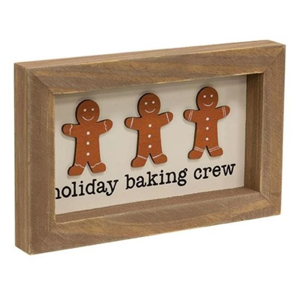 Hivvago Holiday Baking Crew Gingerbread Men Framed Sign