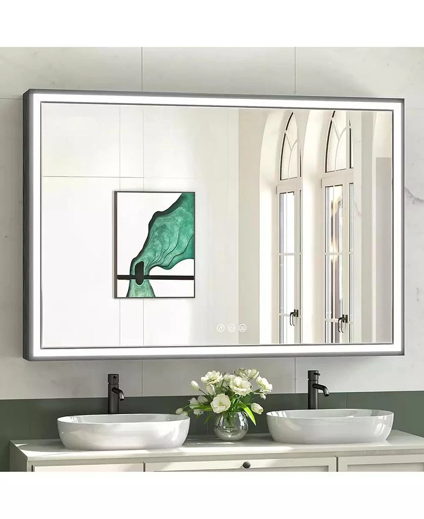 keonjinn 45° Angled Frontlit Metal Framed Bathroom Vanity Mirror with Anti-fog Function