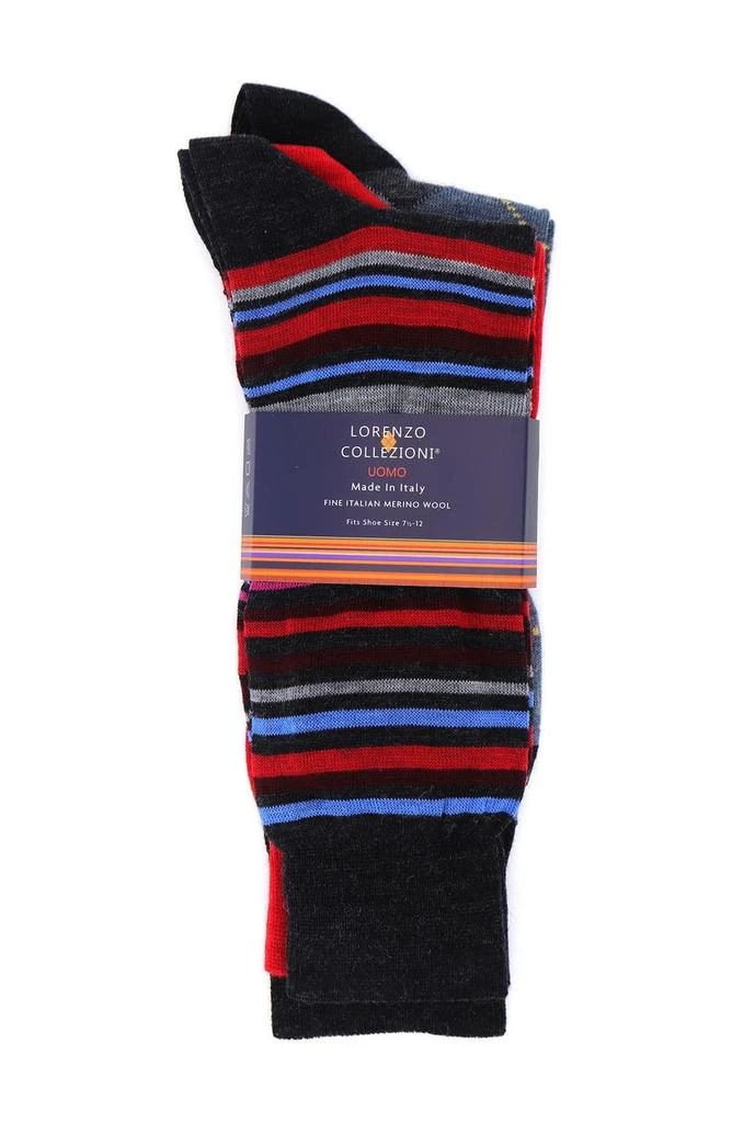 Lorenzo Uomo Lorenzo Wool Pattern Socks - Pack of 3 2