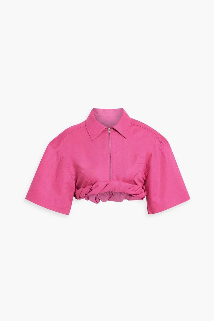Jacquemus Cropped twisted cotton and linen-blend shirt 1