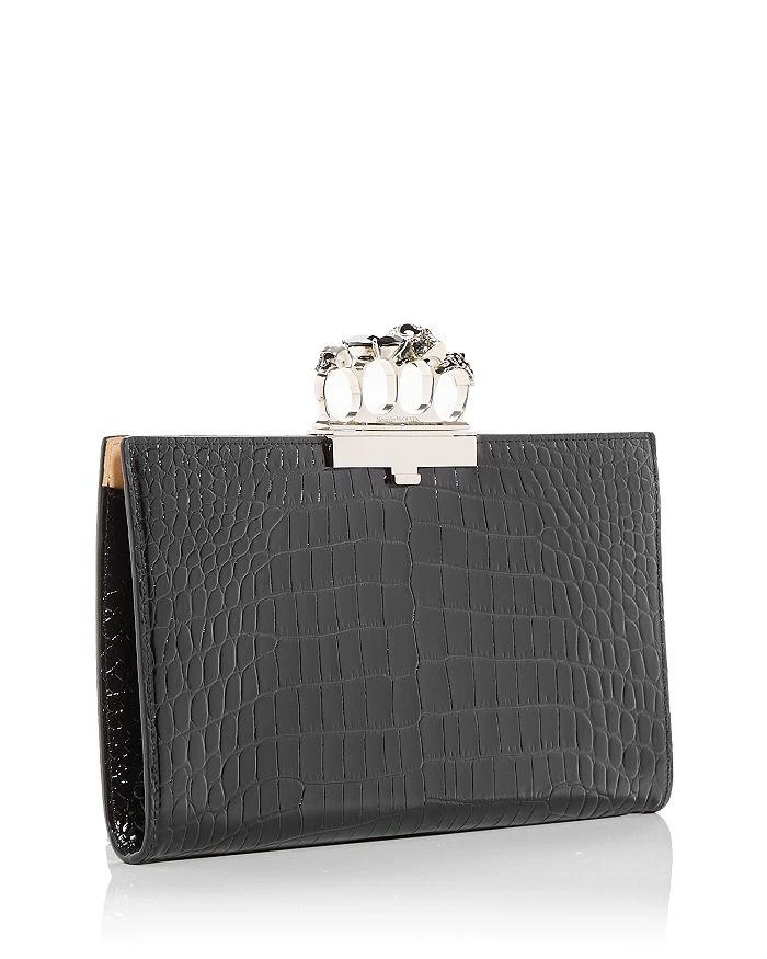 Alexander McQueen Four Ring Croc Embossed Leather Clutch 4
