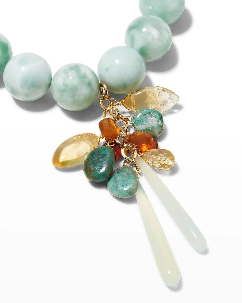 Devon Leigh Mint Green Moonstone and Gold Accent Cluster Necklace 3