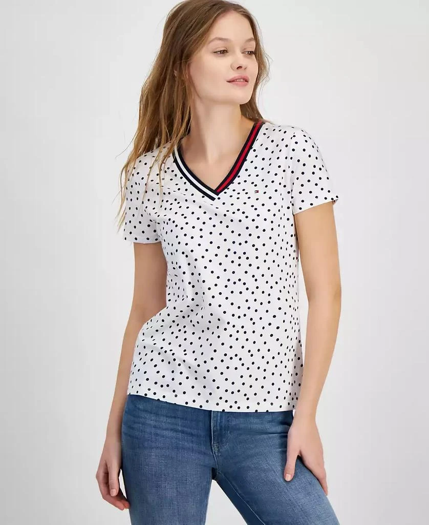 Tommy Hilfiger Women's Dot-Print Signature V-Neck Top 1
