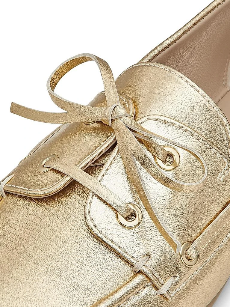 Stuart Weitzman Tinsley Metallic Leather Boat Shoes 5