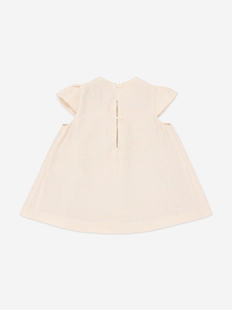 Emporio Armani Baby Girls Pleated Logo Dress in Beige