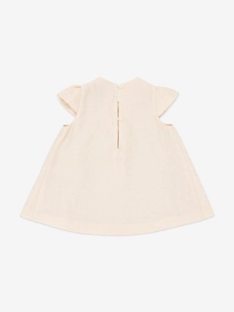 Emporio Armani Baby Girls Pleated Logo Dress in Beige 2