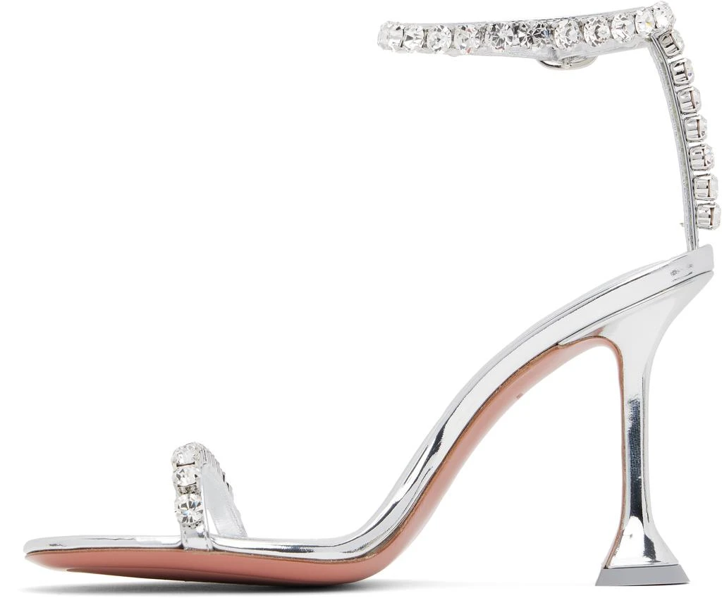 Amina Muaddi Silver Gigi 95 Heeled Sandals 3