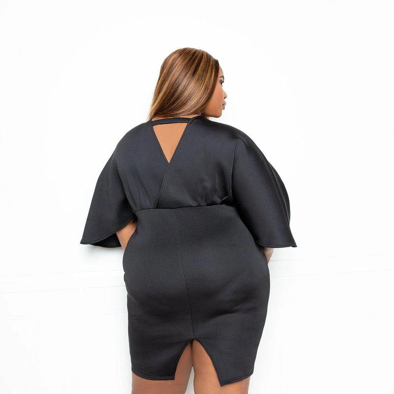 Buxom Couture Scuba Cape Sleeve Bodycon Midi Dress 2