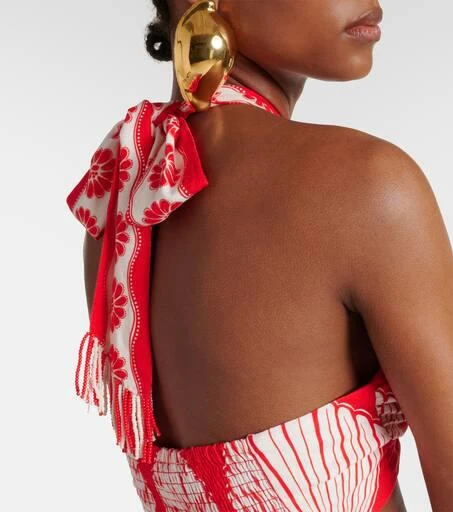 Farm Rio Red Ainika Shell linen-blend bra top 5