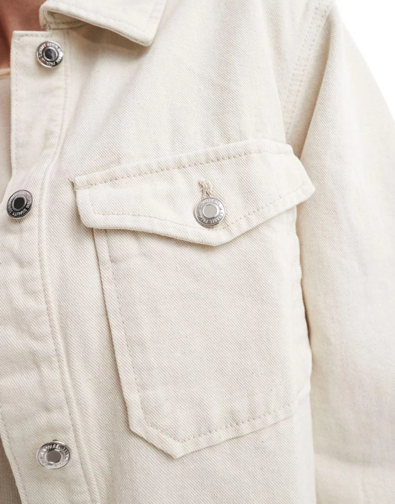VERO MODA Vero Moda oversized shirt jacket in ecru denim 3