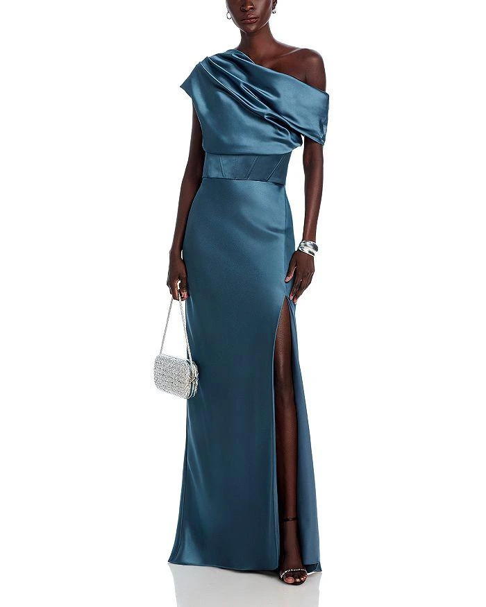 Amsale Asymmetric Draped Gown 4