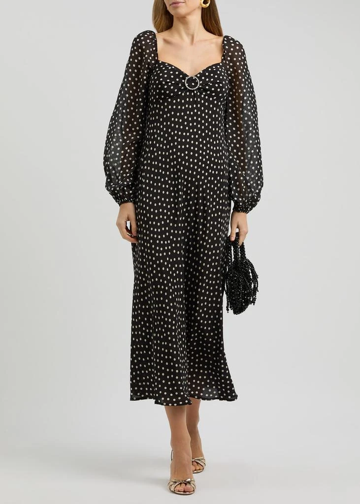 Rixo Ivy polka dot-print silk-chiffon midi dress 4