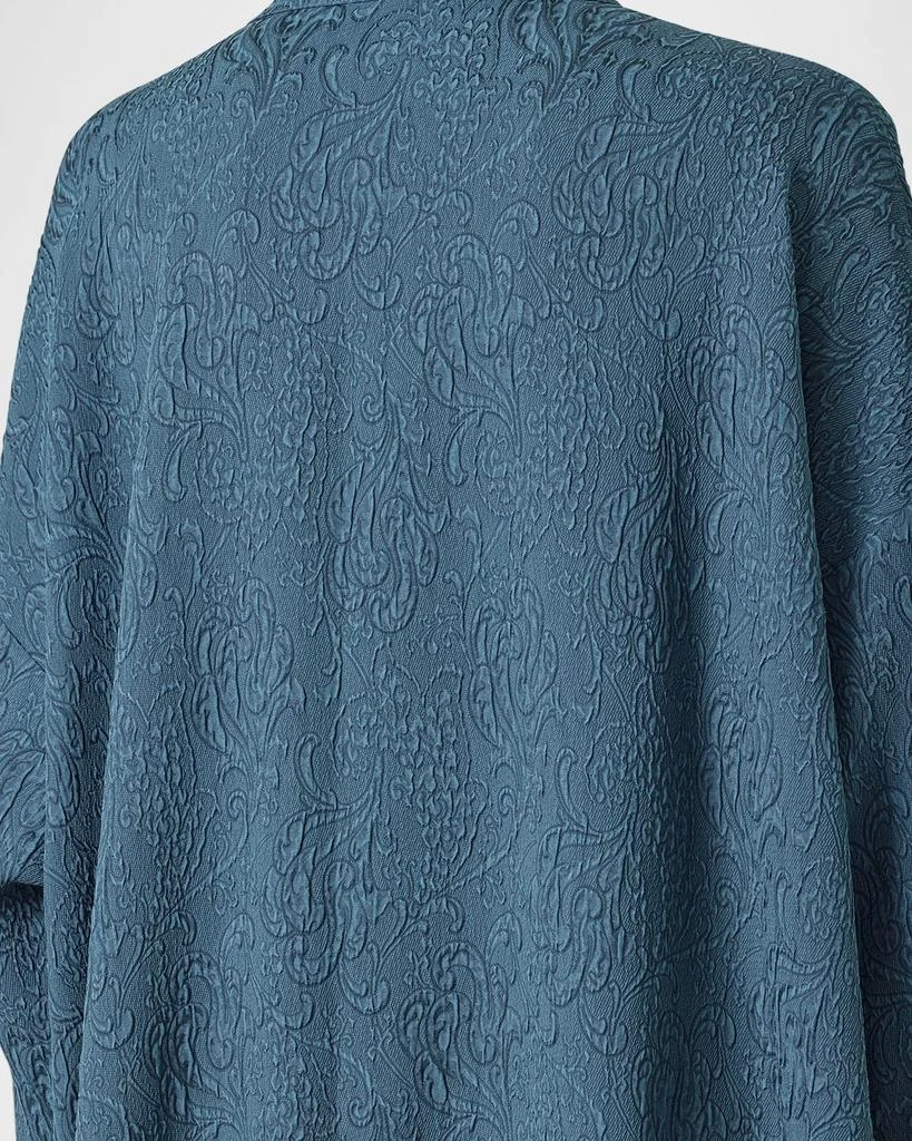 Eskandar Damask Cloque Wide A-Line Double-Stand Collar Shirtdress 6