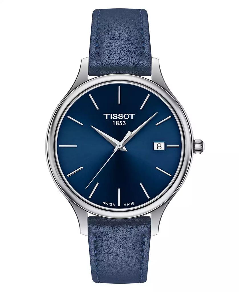 Tissot Women
s Swiss Bella Ora Blue Leather Strap Watch 38mm