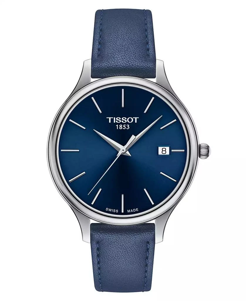 Tissot Women
s Swiss Bella Ora Blue Leather Strap Watch 38mm 1