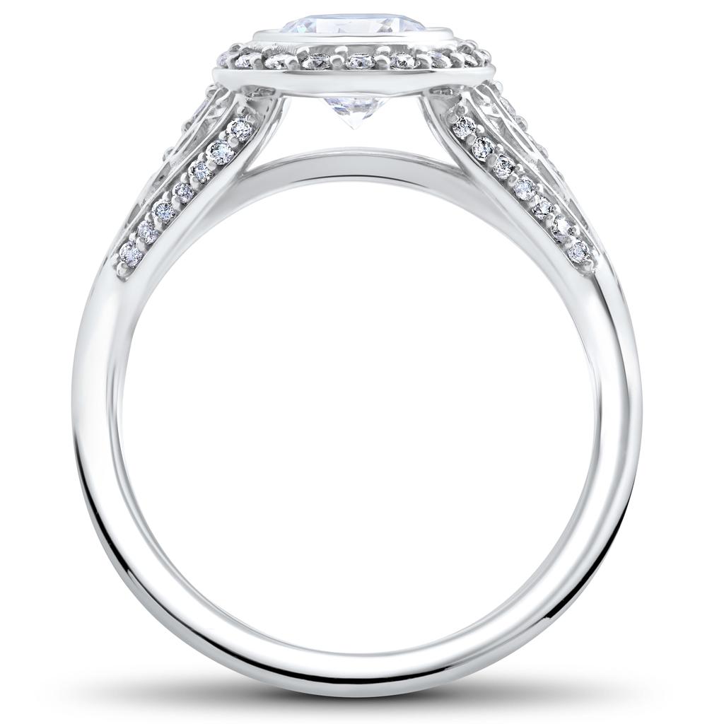 Pompeii3 1 1/4 ct Lab Grown Diamond Vintage Halo Zoe Engagement Ring White Gold 14k