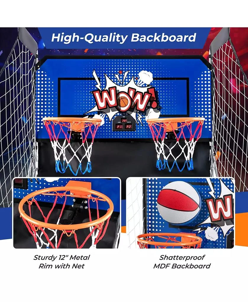 Costway Dual Shot Basketball Arcade Game with 8 Game Modes Arcade Sound Electronic Scoring 10